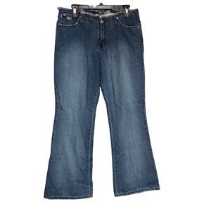 Vintage 90s Hot and the Gang Hipster Flare Jeans w/Shredded Waist SZ 13